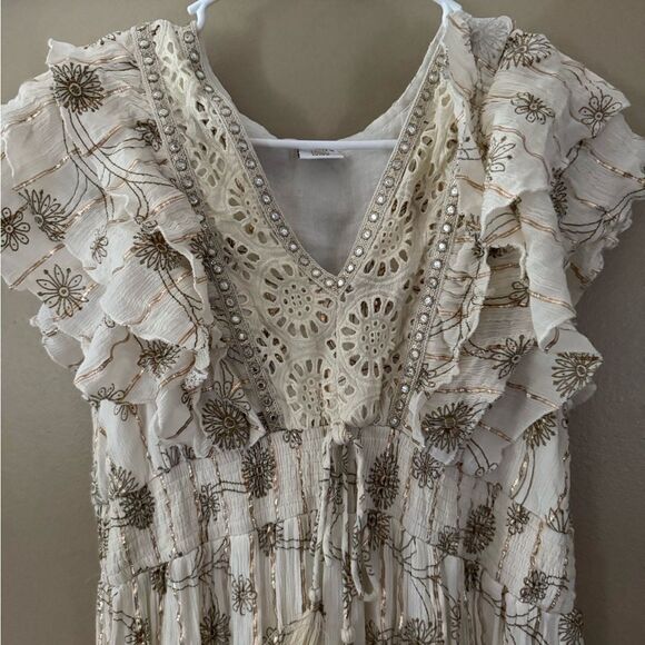 Indian Elegant Cream and Gold Boho Maxi Dress XL - Picture 6 of 13